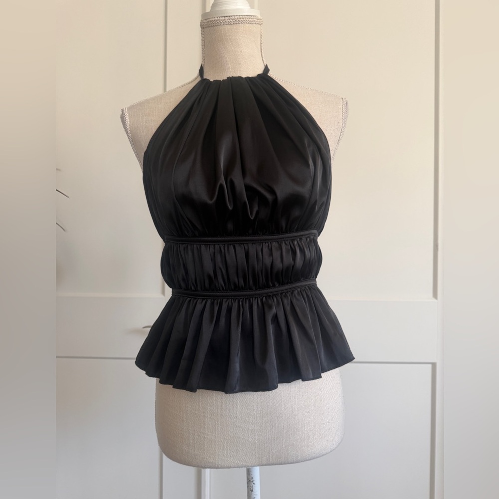 Black Satin Halter Top